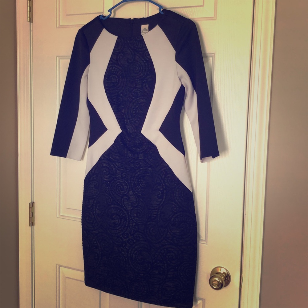 Black/white career dress